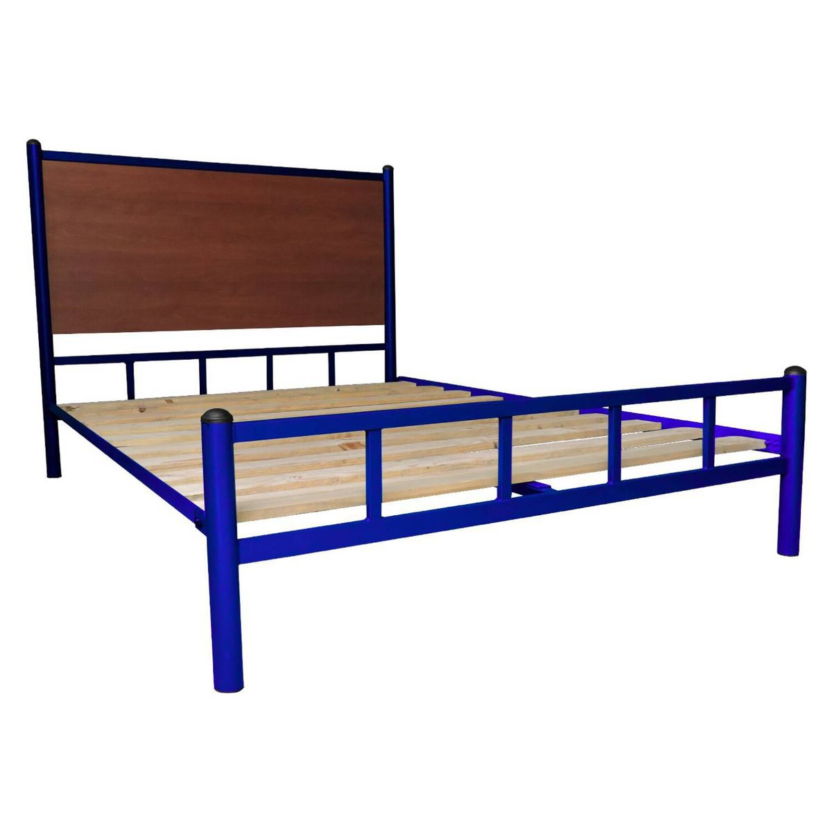 FUTONES Y MUEBLES - Cama 2 Plazas Metálica Azul.