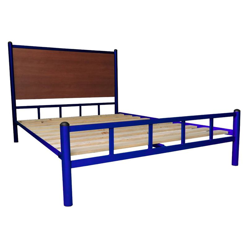 FUTONES Y MUEBLES - Cama 2 Plazas Metálica Azul