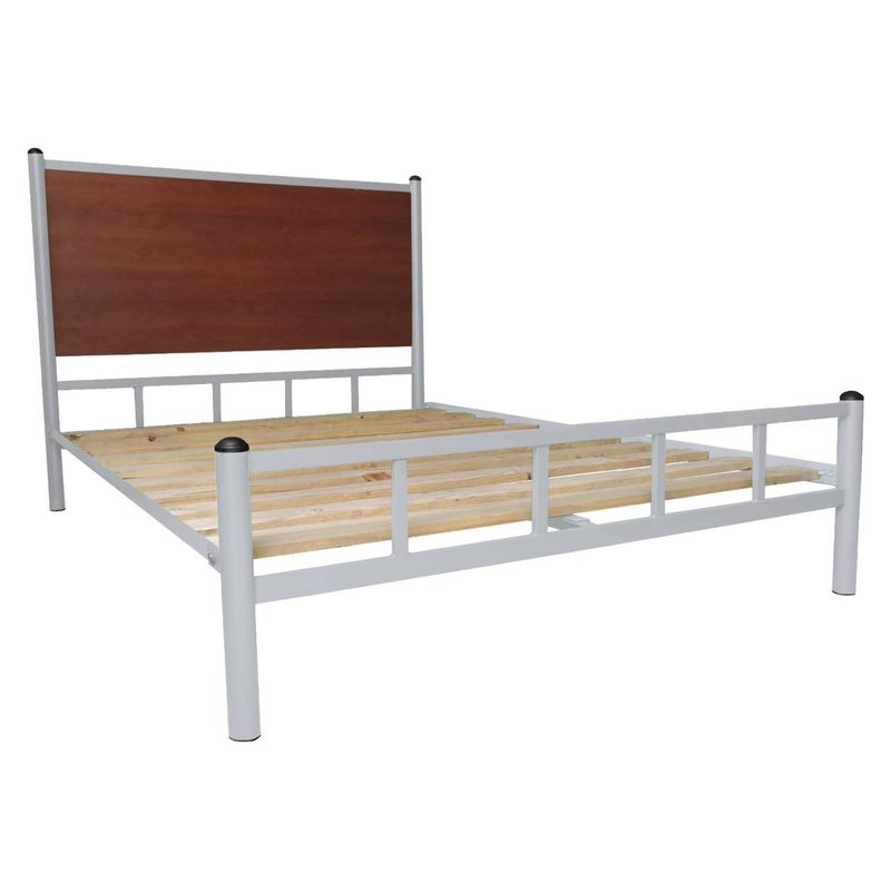 FUTONES Y MUEBLES - Cama 2 Plazas Metálica Plata