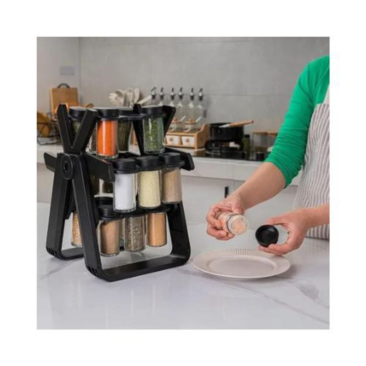 GENERICO - Especiero Rotativo 18 Frascos Gira 360° Practico
