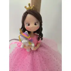 DECORACION CREATIVA - Lampara Niña Infantil Velador Princesa Rosada