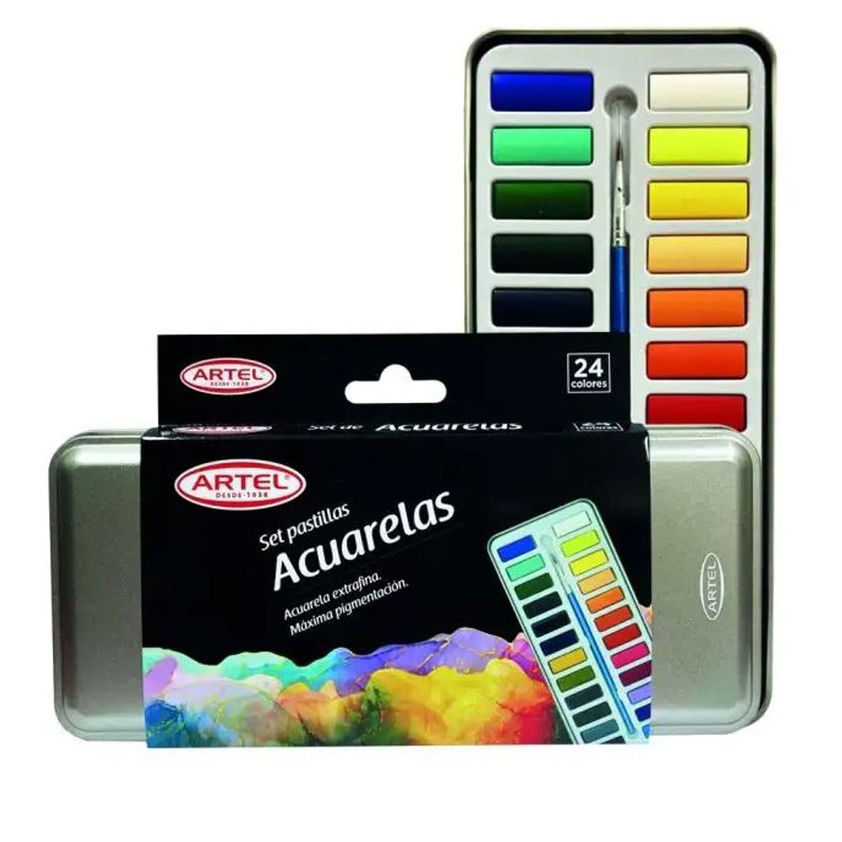 ARTEL - Acuarelas Caja metálica 24 colores más pincel