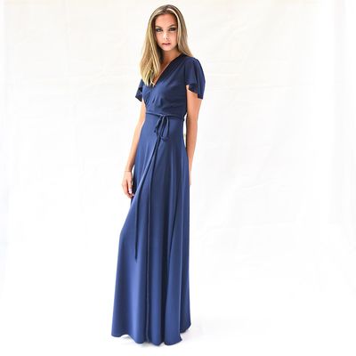 Imagen 2 del producto Vestido Largo York Azul Marino Lycra Mangas