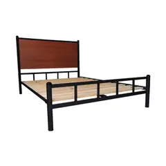 FUTONES Y MUEBLES - Cama 2 Plazas Metálica Negro