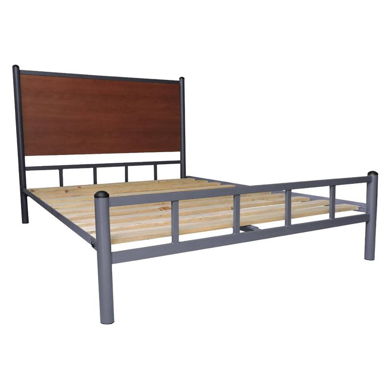 FUTONES Y MUEBLES - Cama 2 Plazas Metálica Grafito