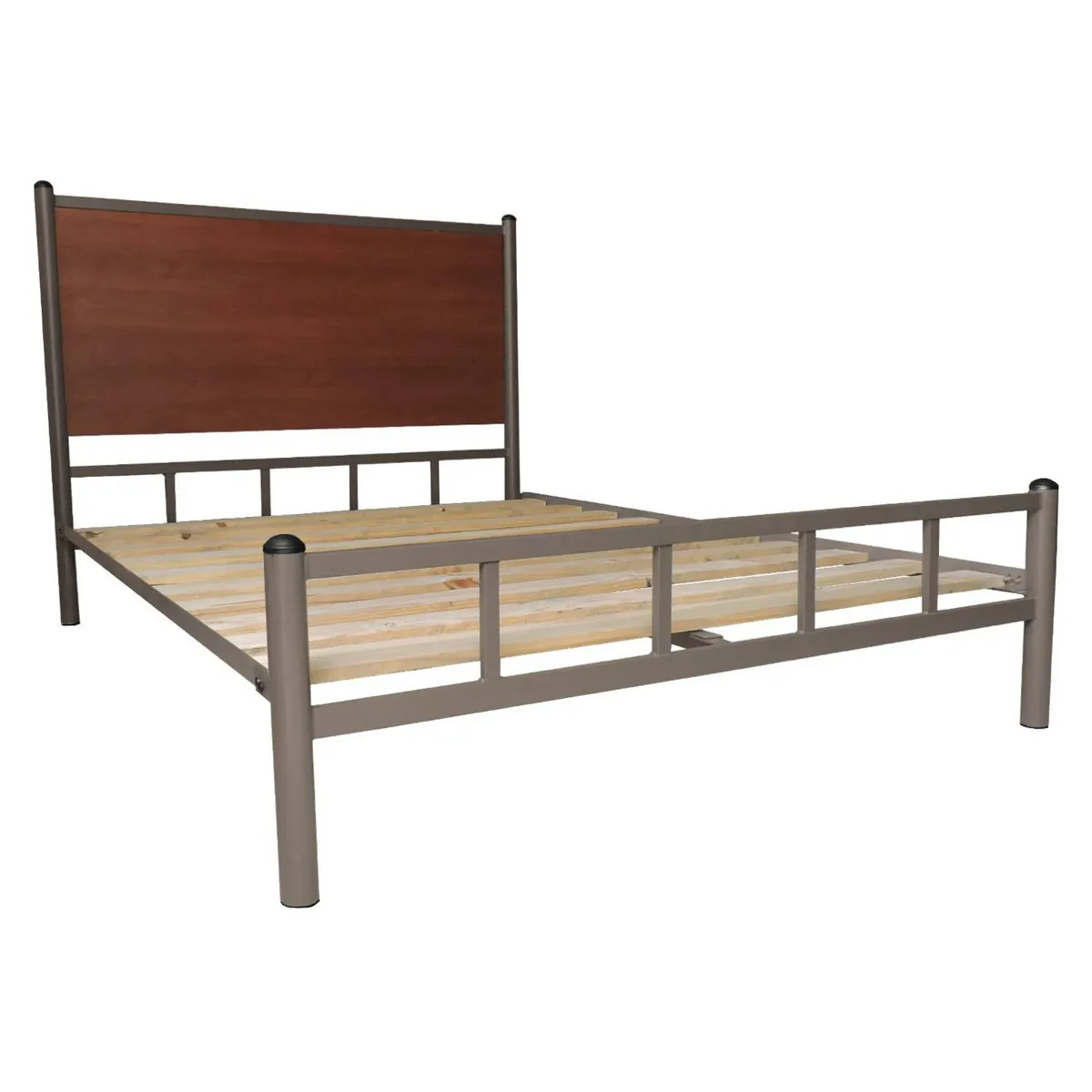 FUTONES Y MUEBLES - Cama 2 Plazas Metálica Castaño