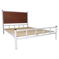 FUTONES Y MUEBLES - Cama 2 Plazas Metálica Blanco