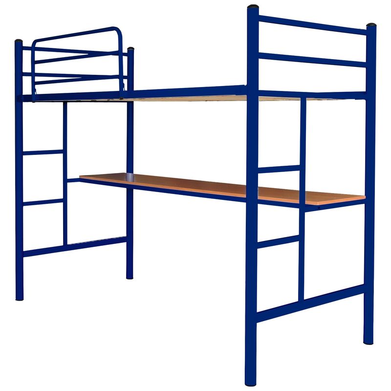 FUTONES Y MUEBLES - Cama Alta 1 Plaza Con Escritorio.