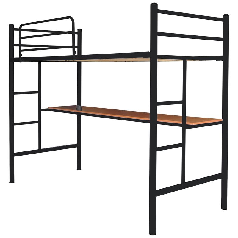 FUTONES Y MUEBLES - Cama Alta 1 Plaza Con Escritorio.