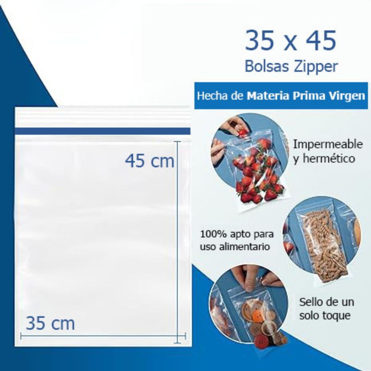 GENERICO - Bolsas Cierre Fácil Zipper 35x45 100 Unidades