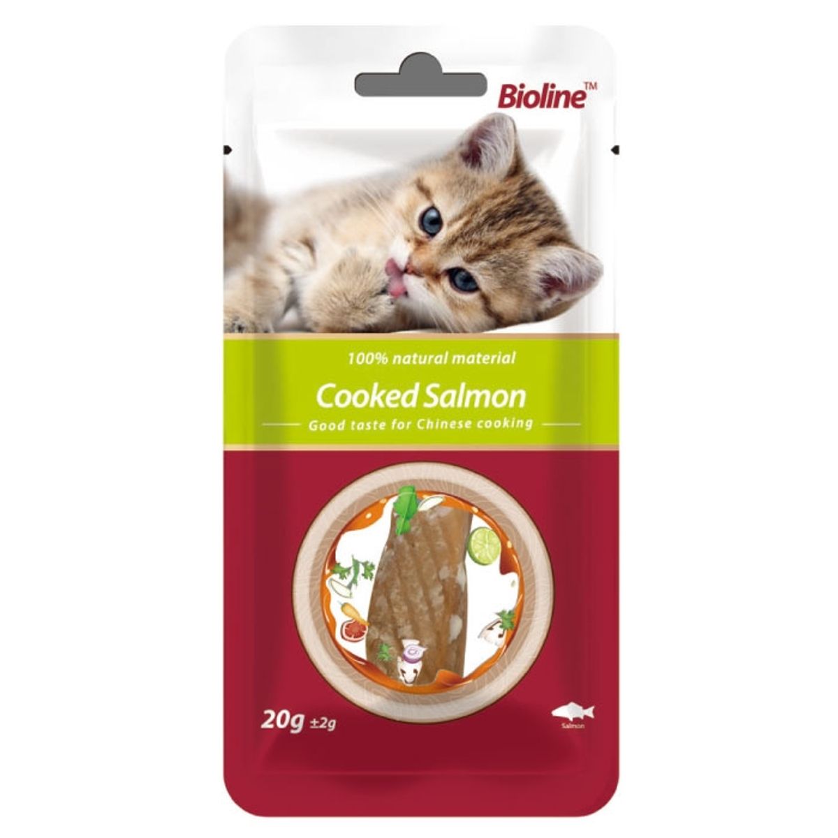 BIOLINE - Snack Filete Bioline de Salmon Cocido Para Gato 20gr