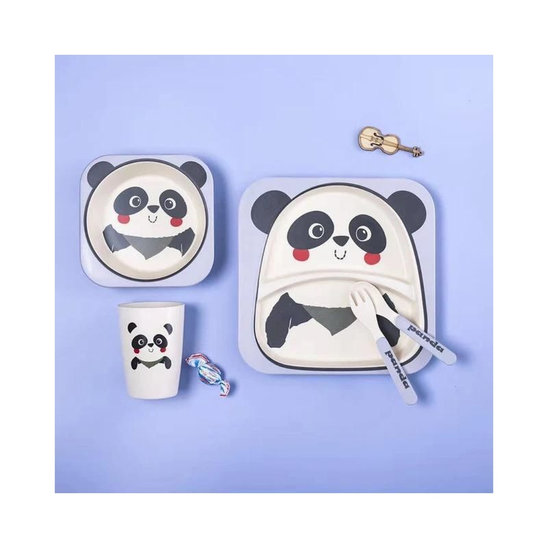 GENERICO - Set Alimentacion Platos De Bambú Para Bebe -Diseños Osito
