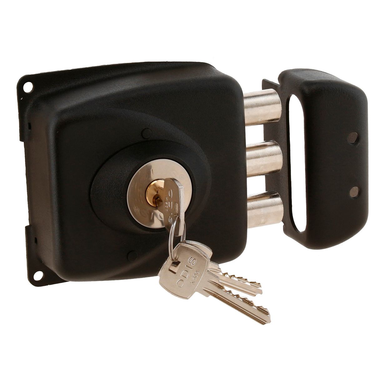 ODIS - Cerradura Sobreponer Odis 751 3 Pitones Anti sierra - Negro