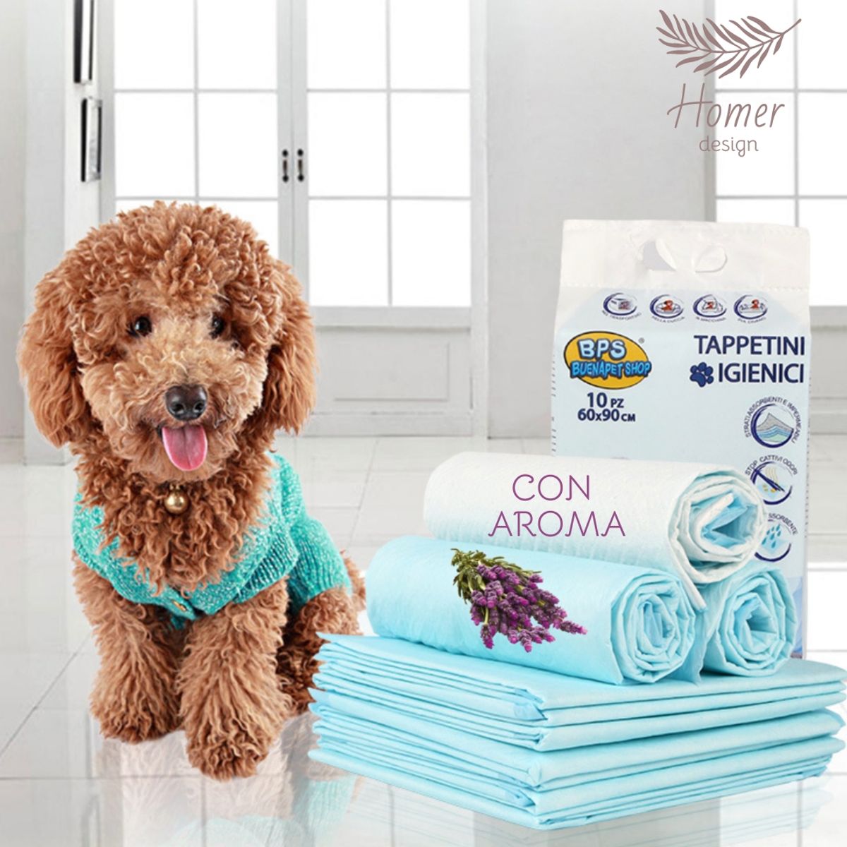 HOMER DESIGN - 50 Sabanillas Perros De Entrenamiento Pañales 45x60Cm aroma