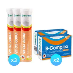 NUTRAZUL - 3 Vit D3 de 800 UI + 2 Complejo B (B-Complex) -Pack 5 un.