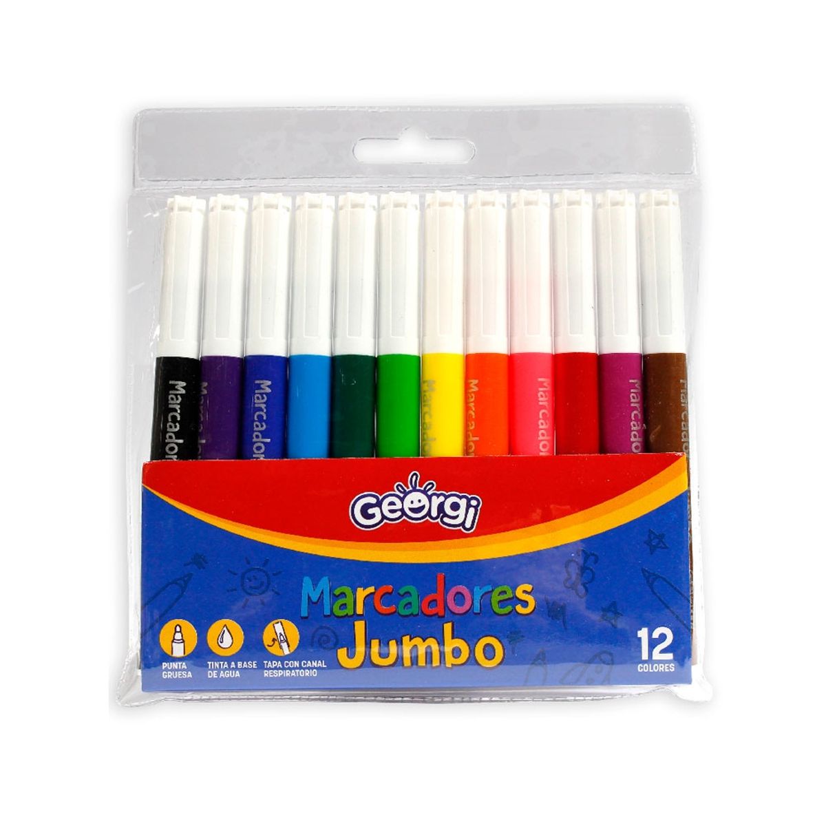 GEORGI - Lápices scripto Jumbo 12 colores