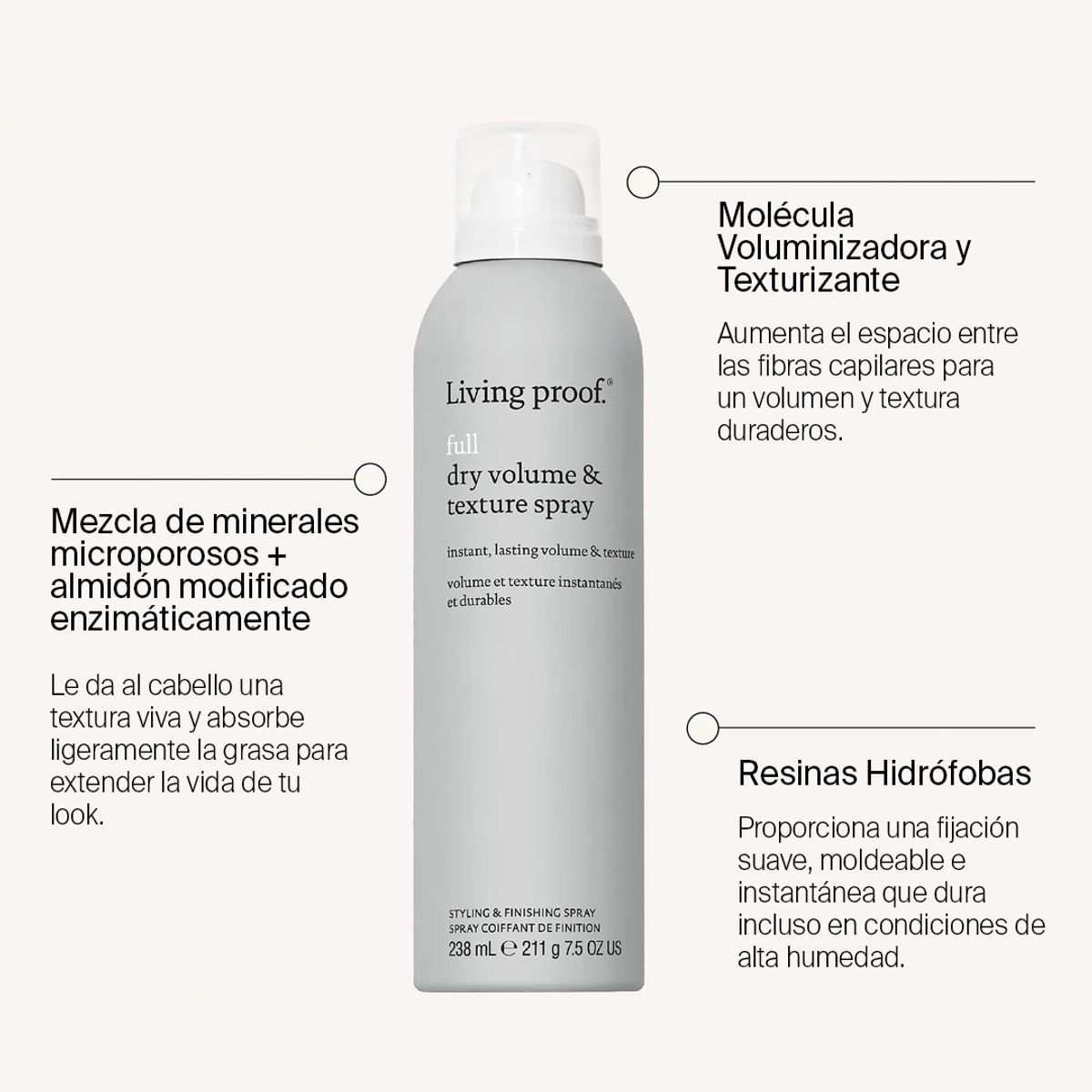 LIVING PROOF - Full Dry Volume & Texture Spray 238 ml - Textura y Volumen Instantaneo