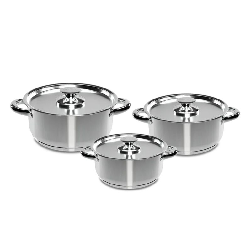 GENERICO - Juego Bateria Ollas Acero Inoxidable Cocina 6 Piezas 420-6SS