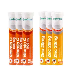 NUTRAZUL - 3 Vitamina C 1000 Mg + 3 Zinc 20 Mg. - Pack 6 un.
