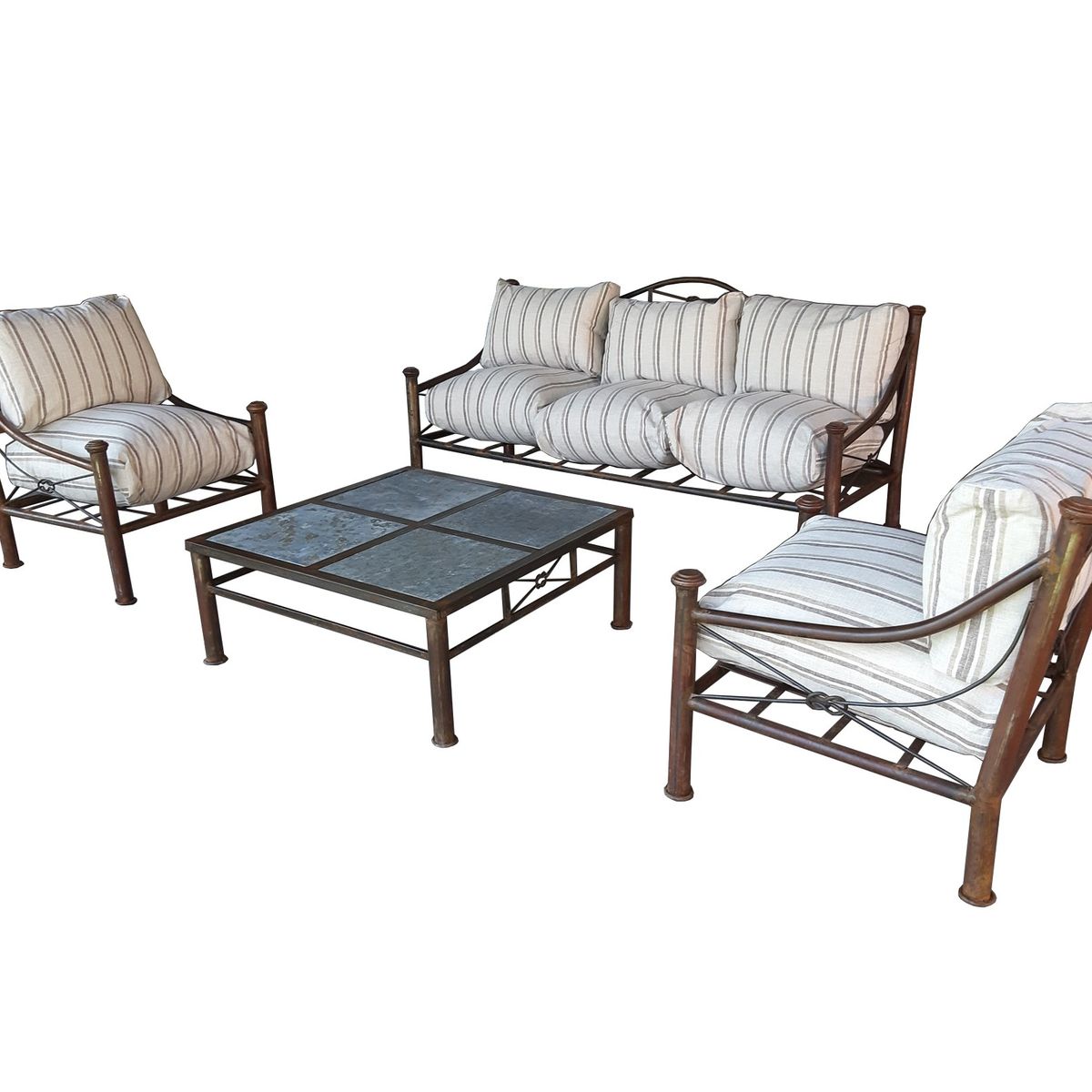 GENERICO - Juego de Living Fierro Etrusco "Nudo" Con Mesa de Centro 4 Piedras Incluida.