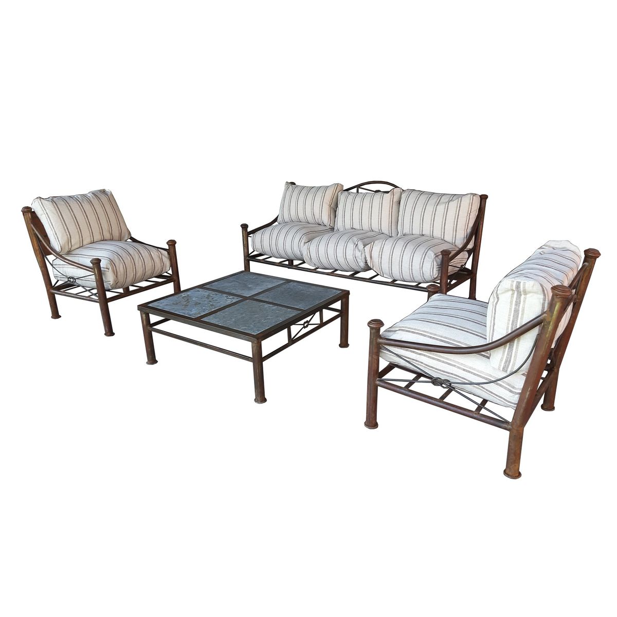 GENERICO - Juego de Living Fierro Etrusco "Nudo" Con Mesa de Centro 4 Piedras Incluida.