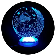 3DILUTION - Lámpara de Mesa Angelito Luna Base Madera