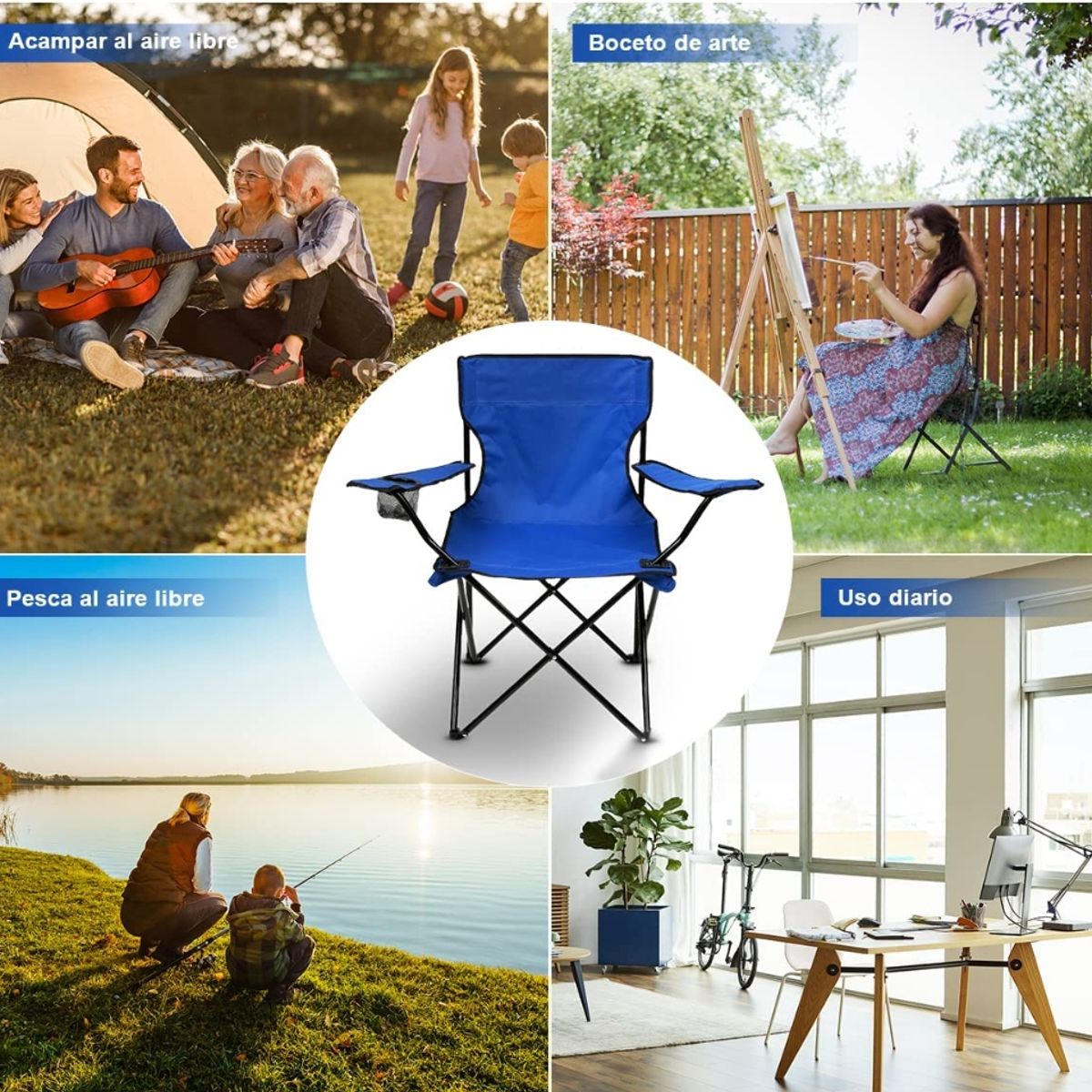 GENERICO - Silla Camping Plegable Portatil Alta Resistencia Playa Pesca