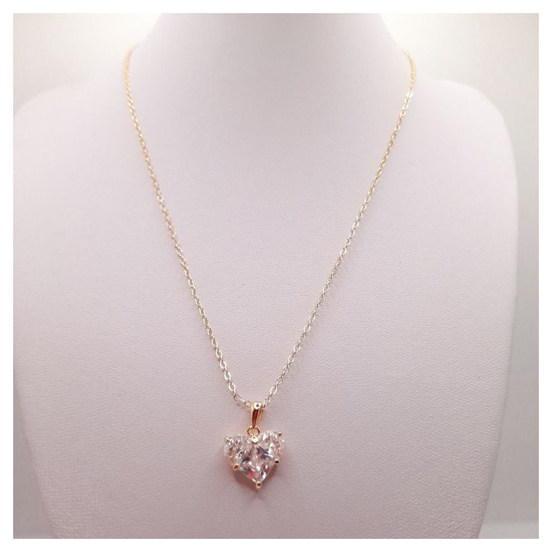 CAT JOYAS - Cadena con colgante de corazón con circón
