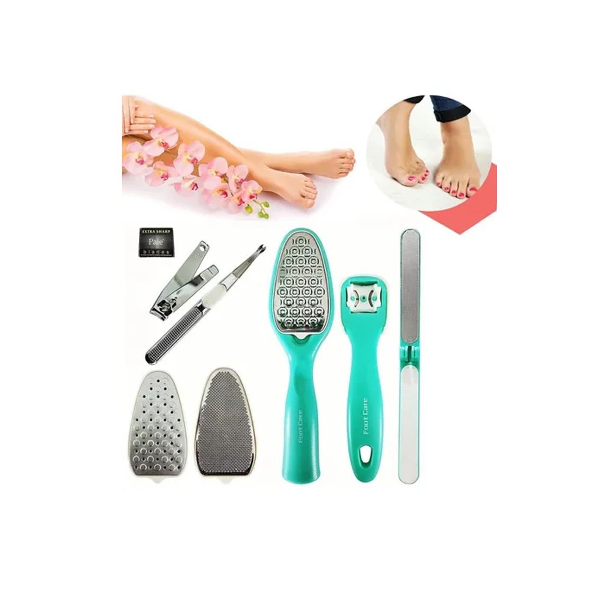 GENERICO - Set 8 Piezas Pedicure Cuidado Pies Profesional Quita Callos