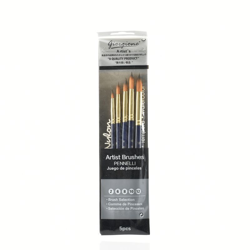 GIORGIONE - Set De Pinceles Redondos 5pc Pintura Acuarela Acrilico Oleo