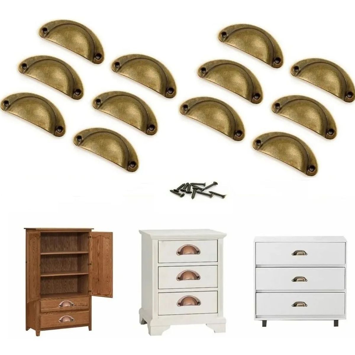 KUANGYE - Tiradores Cajón Mueble Manilla Mango - Tornillos 12 Unid