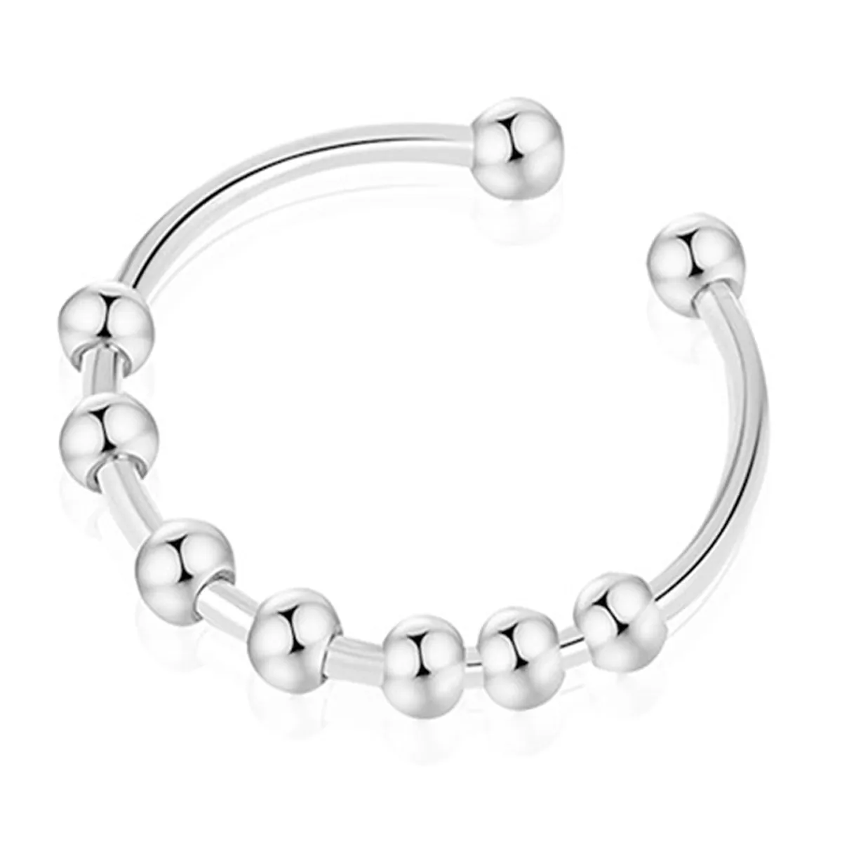 KUANGYE - Anillo De Acero Inoxidable Antiansiedad Estres Con Cuentas