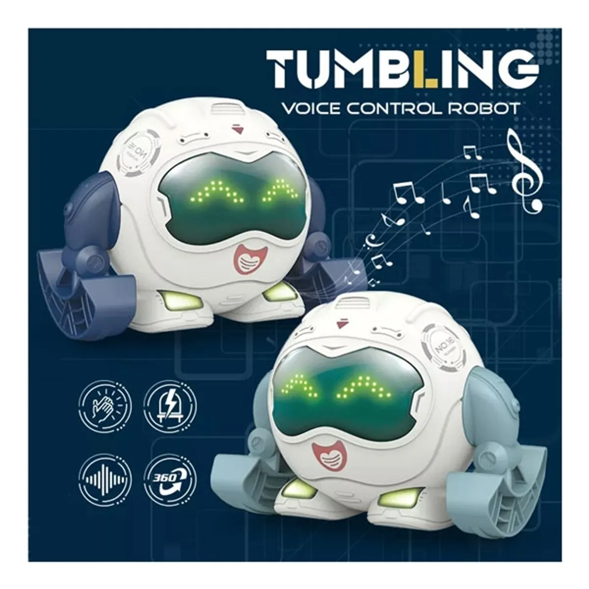 GENERICO - Robot Tumbling Voice Control Verde Oscuro - Robot para niños