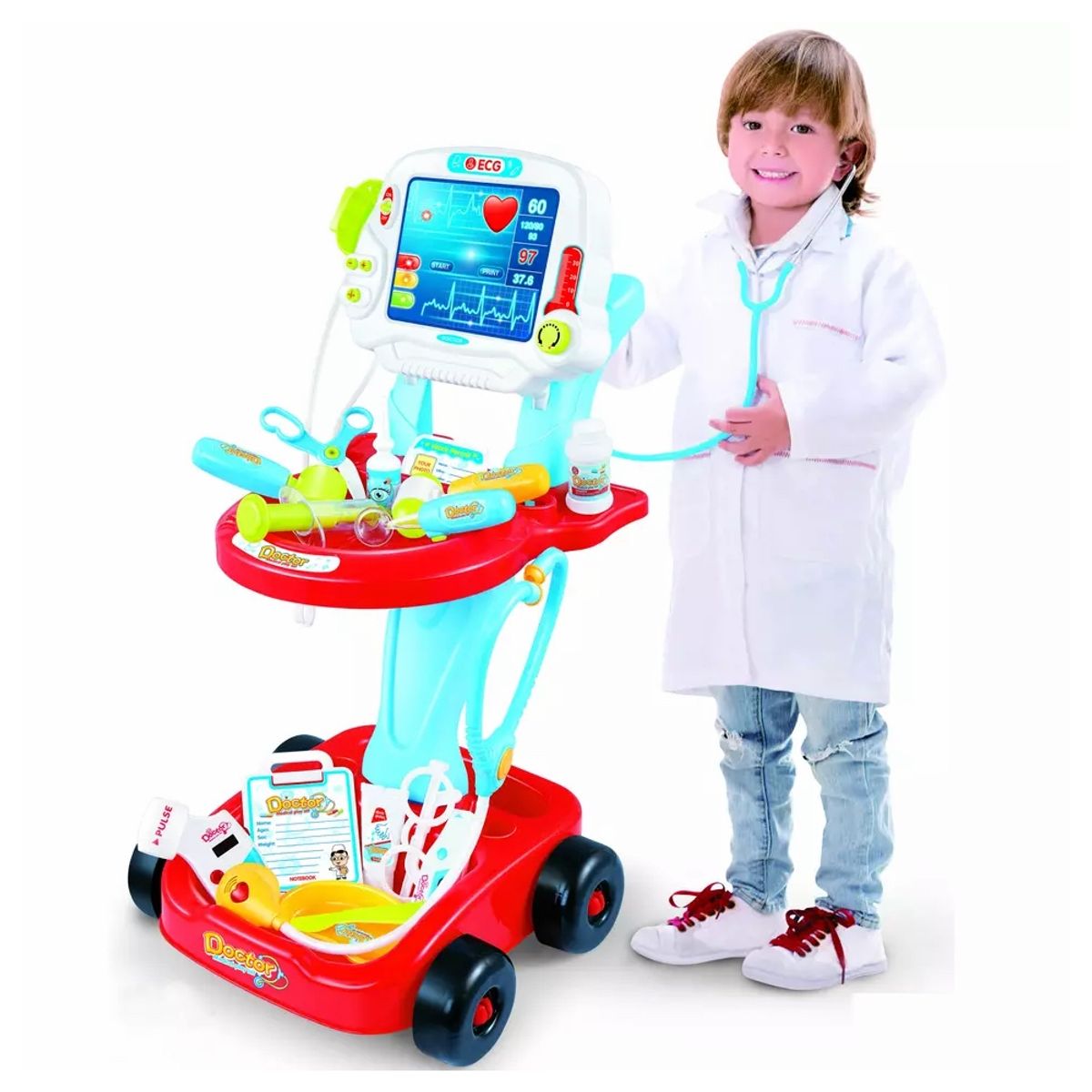 GENERICO - Set Doctor Niña O Niño  Con Luz Y Sonido rojo con azul