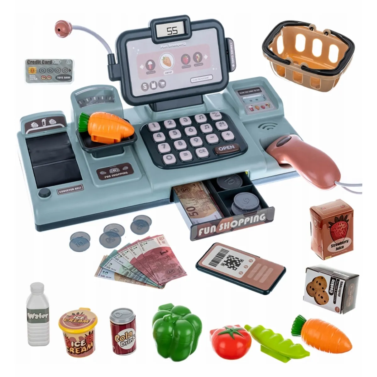 GENERICO - Caja Registradora De Juguete Negra con 25 accesorios