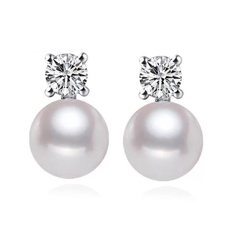 LA GARZA - Aros Mujer Plata Perlas y Circón Blanco Queen
