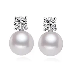 LA GARZA - Aros Mujer Plata Perlas y Circón Blanco Queen