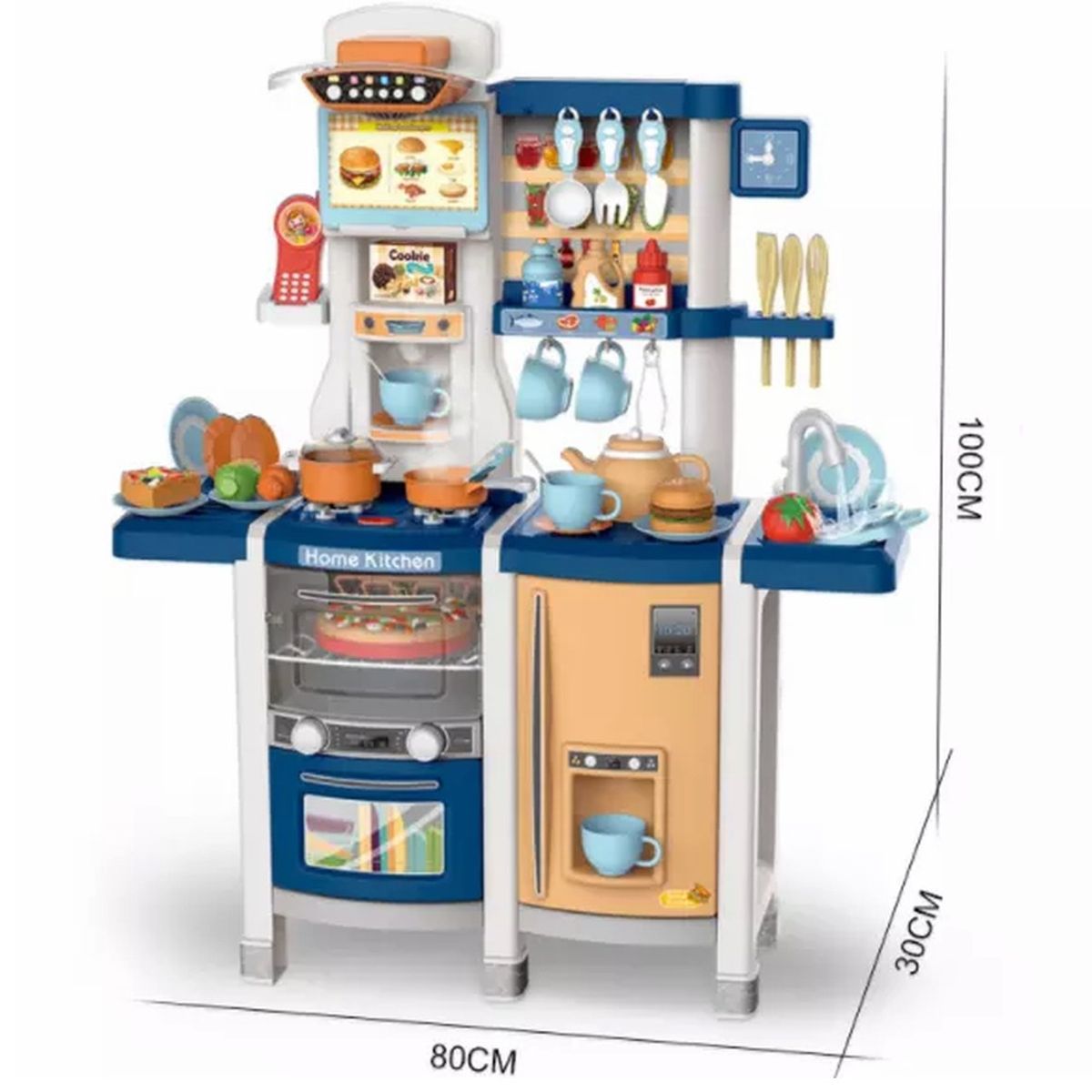 GENERICO - Cocina De Juguete Azul con 65 Accesorios Y 100 Cm Altura