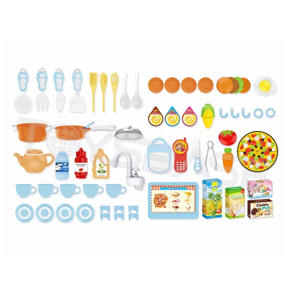 GENERICO - Cocina De Juguete Azul con 65 Accesorios Y 100 Cm Altura