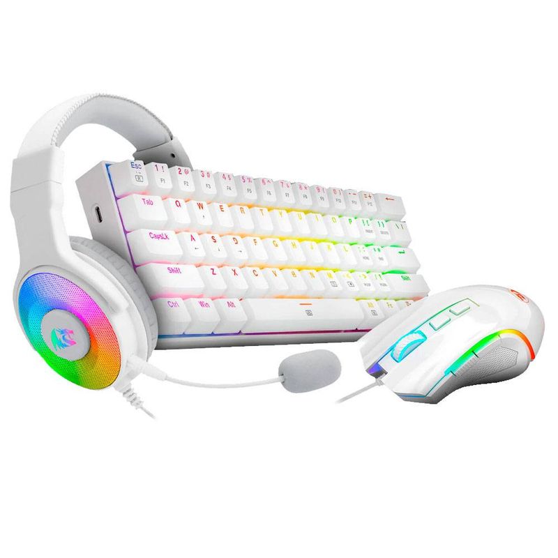 REDRAGON - Teclado + Mouse + Audífonos Gamer S129W