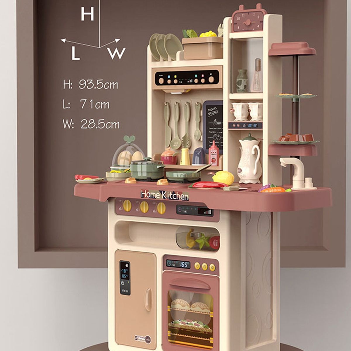 GENERICO - Cocina Juguete Rosa 65 Piezas 93.5cms Altura Vapor Agua + Regalo