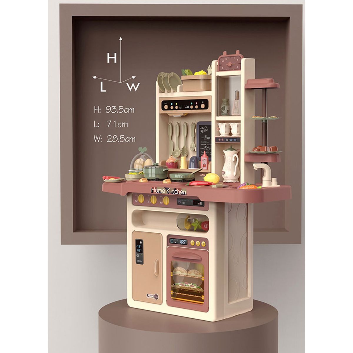 GENERICO - Cocina Juguete Rosa 65 Piezas 93.5cms Altura Vapor Agua + Regalo