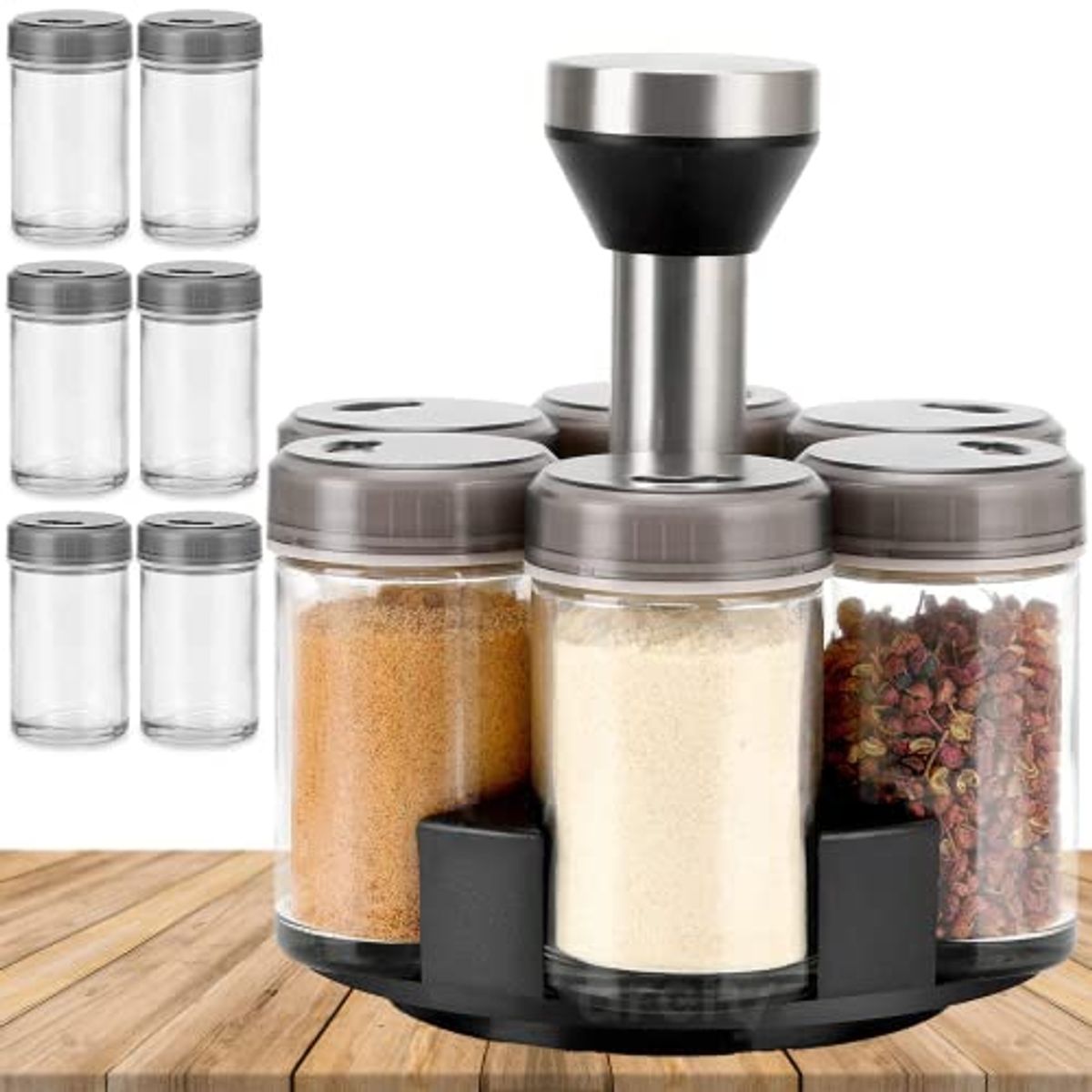 GENERICO - Set Especiero Condimento Giratorio 360 Salidas Multiple 82464