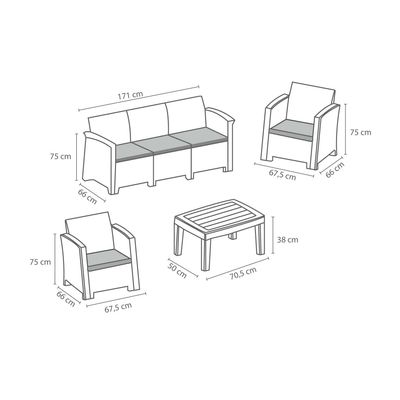 Imagen 2 del producto Juego Set Terraza Milano 4 Piezas Con Cojín