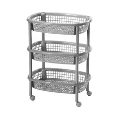 RIMAX - Carro verdulero plastico Oval Gris 3 canastos