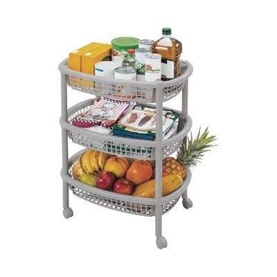 Imagen 2 del producto Carro verdulero plastico Oval Gris 3 canastos
