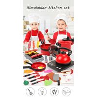 Set Juguete De Cocina Rojo Con 36 Utensilios Para Niños