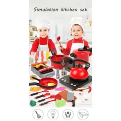 GENERICO - Set Juguete De Cocina Rojo Con 36 Utensilios Para Niños