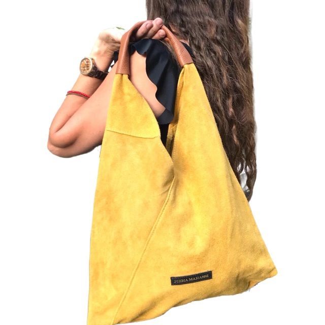 Cartera cuero natural Modelo Allegra Amarillo TALLA UNICA