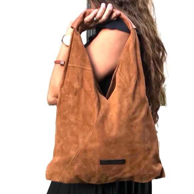 Cartera cuero natural genuino Modelo Allegra camel Cafe TALLA UNICA